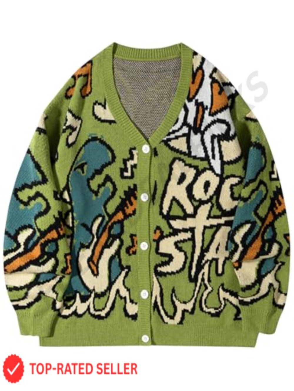 Vintage Dinosaur Knit Cardigan Button Down Loose Fit Unisex